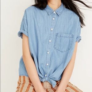Madewell Denim Tie Front Top